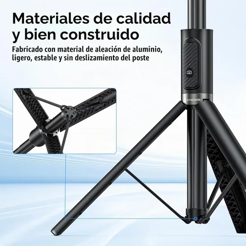 Vista 2 de SYNCWIRE Trípode de teléfono Selfie Stick de 55 pulgadas para iPhone, palo selfie de aluminio extensible todo en uno con control remoto, trípode