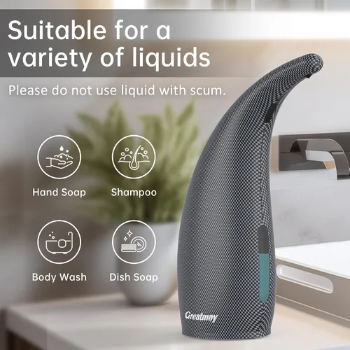 Vista 5 de Automatic Soap Dispenser Touchless Rechargeable 10 oz, Gray Argyle Azul Gris Argyle