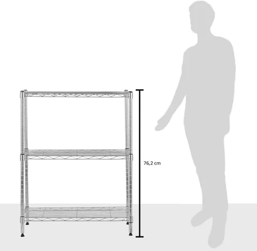 Vista 7 de Amazon Basics Estante organizador ajustable de alambre de acero resistente con 3 estantes para cocina, garaje, 23.2 pulgadas de largo x 13.4