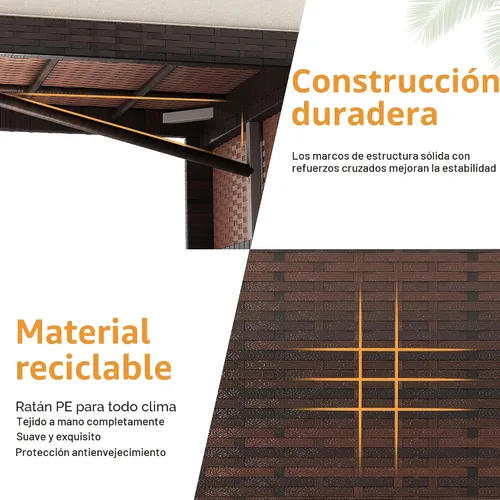 Vista 3 de Shintenchi Juego de 3 muebles de patio al aire libre, juego de conversación de mimbre para patio, sofá de mimbre para todo tipo de clima, sofá