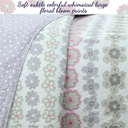 Vista 4 de Orchid Lola - Juego de edredón reversible de 100 % algodón para niños y niñas, diseño de flores