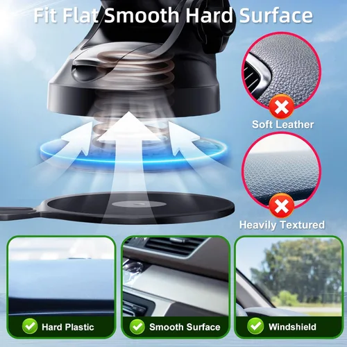 Vista 2 de pop-tech Soporte de teléfono de automóvil para Pop Socket: soporte de teléfono celular con ventosa para ventana de parabrisas de salpicadero