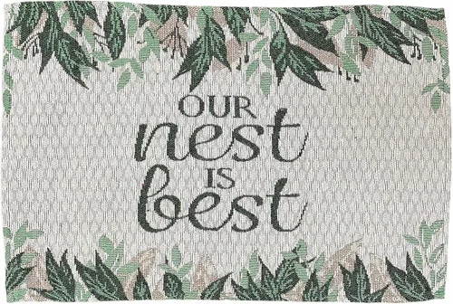 Vista 4 de Juego de 4, cita decorativa de hojas - Our Nest is Best Tapestry Placemats para cocina, comedor, fácil de limpiar, lavable a máquina. Tamaño: 13" x