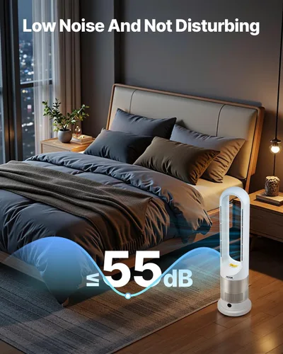Vista 6 de VEVOR - Ventilador de torre sin aspas, velocidad de 16 pies/s, ventilador silencioso de piso que sopla aire frío y caliente, ventiladores oscilantes