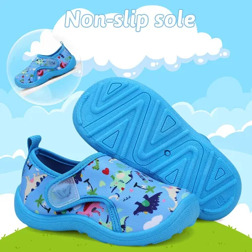 Vista 6 de FANTURE Zapatos de agua para niños y niñas, lindas sandalias acuáticas, playa, piscina, parque acuático, tenis acuáticos, para niños pequeños