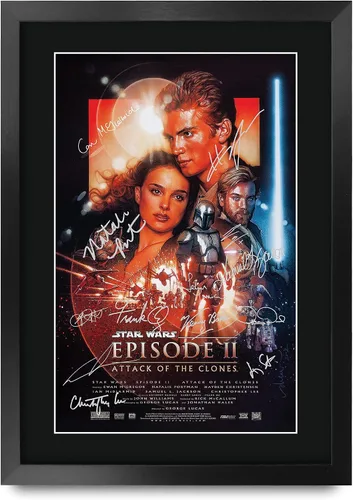 Vista 45 de HWC Trading Star Wars Episodio 1 La Amenaza Fantasma Regalos Presentación Impresa Autografiada Montaje para Fans de Recuerdos de Películas - 16" x