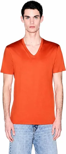 Vista 11 de Armani Exchange Camiseta de manga corta con cuello en V de algodón Pima para hombre Beacon Blue