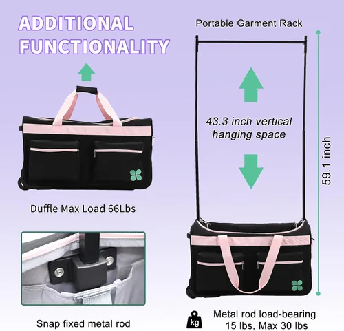 Vista 5 de Oeaear Bolsa de baile con perchero, bolsa de competición de baile con estante, bolsa de lona imprescindible para competencia de baile, bolsas