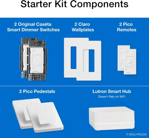 Vista 13 de Lutron Caseta - Kit original de interruptor de atenuación inteligente, 2 interruptores de atenuación, 2 placas de pared, 2 controles remotos, 2