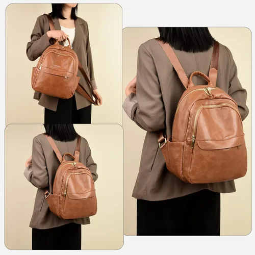 Vista 2 de ZOCILOR Mochila de moda para mujer, diseño multiusos, bolsos convertibles y bolsa de hombro, Marrón