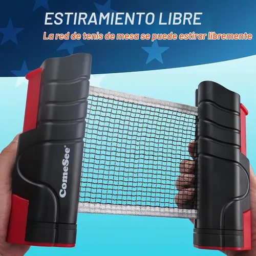 Vista 2 de Comesee Red de ping pong retráctil para cualquier mesa, redes de tenis de mesa y equipos de postes para reemplazo Negro