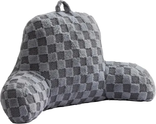 Vista 15 de Aimuan Almohada de Lectura a Cuadros Reposaespaldas de Cuña para Cama Almohada a Cuadros con Brazos Soporte para la Espalda para Sentarse en la Cama