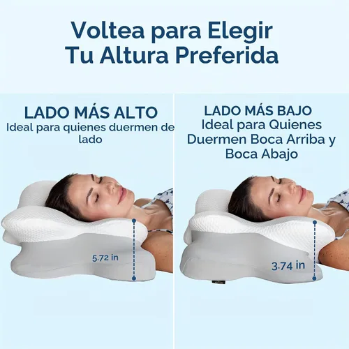 Vista 2 de Almohada cervical para aliviar el dolor de cuello, almohada ortopédica de apoyo para dormir de lado y espalda, diseño de contorno de espuma