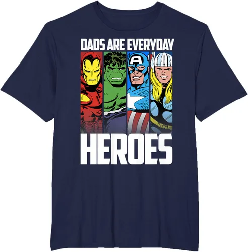 Vista 17 de Marvel Camiseta gráfica de héroes cotidianos para el Día del Padre de los Vengadores, Negro