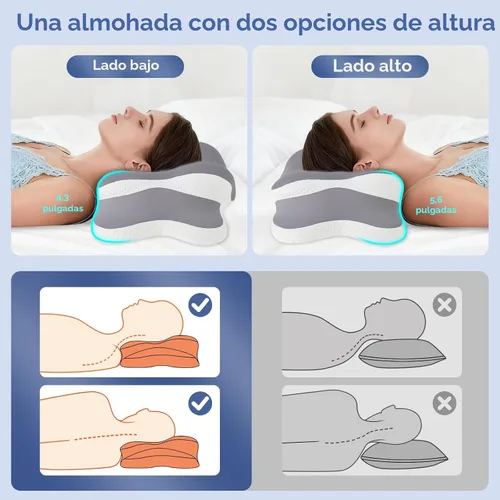 Vista 3 de Almohada ergonómica de espuma viscoelástica cervical para apoyar Gris