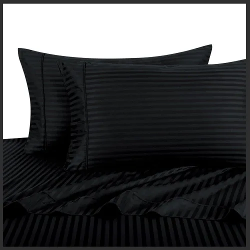 Vista 5 de Royal Hotel Bedding Funda de edredón de 2 piezas, 100% algodón, rayas satinadas, 100% algodón Bronce