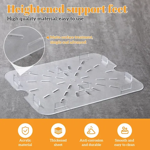Vista 4 de Zubebe 6 piezas de estante de drenaje de plástico para tamaño bandeja de alimentos transparente rejilla de plástico acrílico bandejas de drenaje