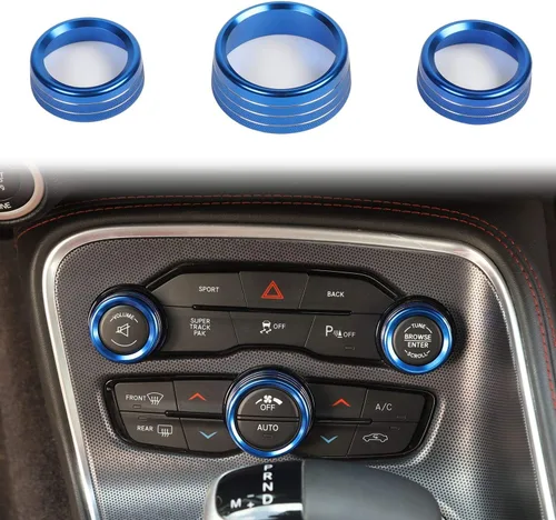Vista 10 de Keptrim Botón de interruptor de aire acondicionado para Dodge Challenger Charger Chrysler 300 300s 2015-2020, para Ram 2013-2018, aluminio negro, 3