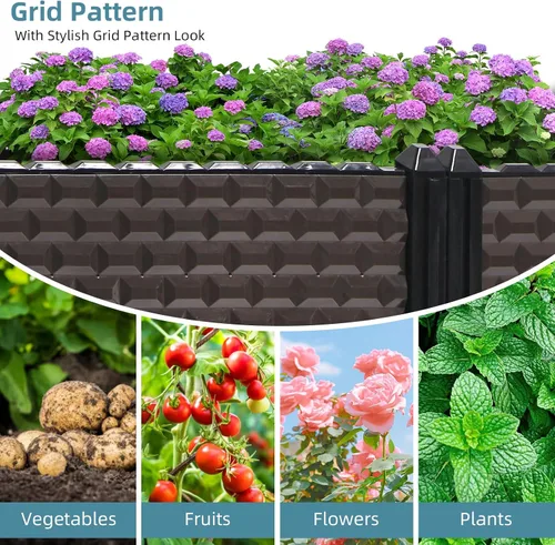 Vista 8 de Macetas grandes para plantas de exterior, profundas, 20 pulgadas de alto, camas elevadas para jardinería con riego automático, maceta elevada