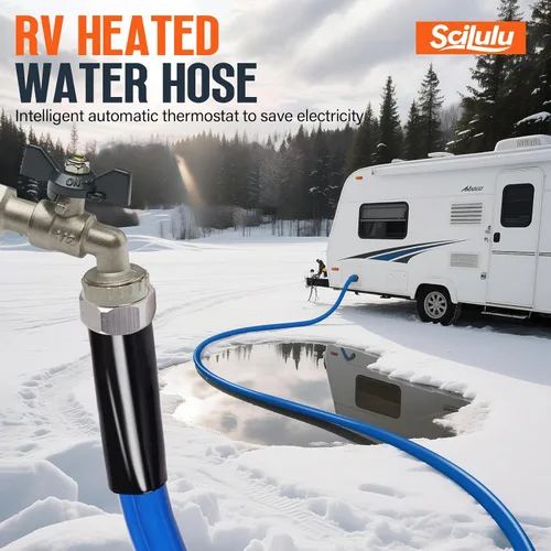 Vista 2 de Manguera de agua caliente de 15 pies para RV, protección contra congelamiento hasta -45°F, sin plomo y sin BPA, agua potable segura para campistas