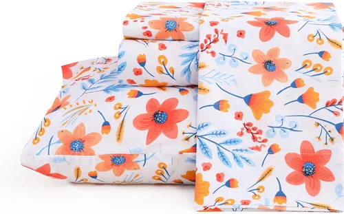 Vista 7 de JSD Juego de sábanas florales azul marino, tamaño individual, sábanas de microfibra impresas de 3 piezas, bolsillo extra profundo, sin arrugas