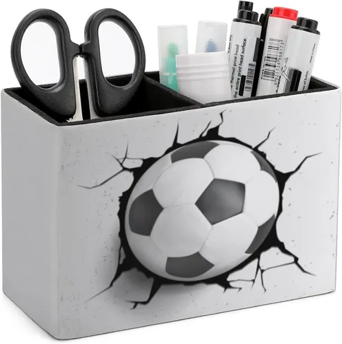 Vista 20 de Soporte para bolígrafos, soporte para lápices para organizador de escritorio, diseño de fútbol americano, fuego, de piel sintética, para guardar