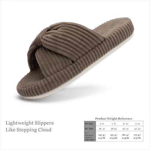 Vista 3 de Chantomoo - Pantuflas para mujer, de espuma viscoelástica, para el dormitorio, con lazo de pana, con bandas cruzadas, cómodas, modernas, para regalo
