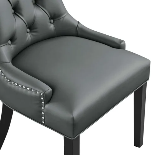 Vista 8 de Regent - Silla de comedor de cuero vegano copetudo en color gris