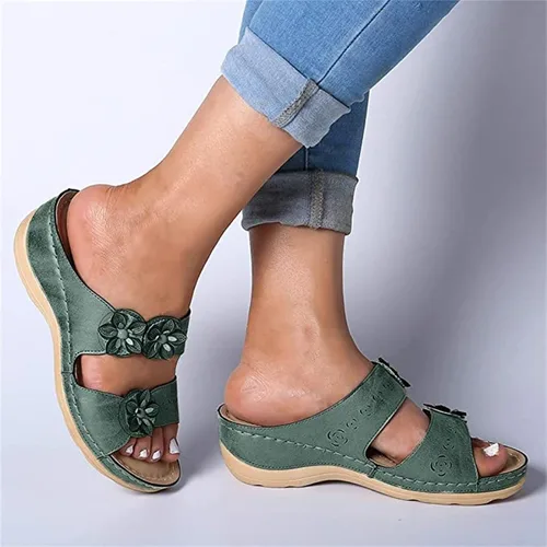 Vista 137 de Ladmiple Sandalias ortopédicas florales de moda 2023 con soporte de arco, zapatillas romanas casuales con puntera abierta