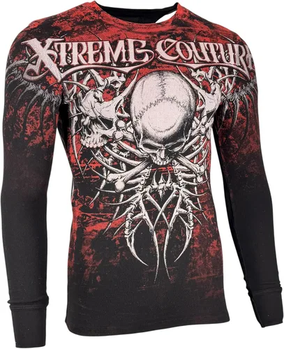 Vista 5 de Xtreme Couture by Affliction - Camisa térmica de manga larga para hombre Negro (Bare Bone)