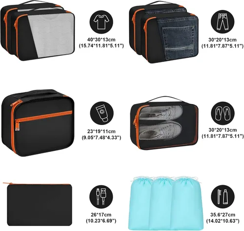 Vista 2 de DIMJ Cubos de embalaje, cubos de embalaje con diseño de malla para maletas, cubos de embalaje duraderos de viaje, paquete de 10