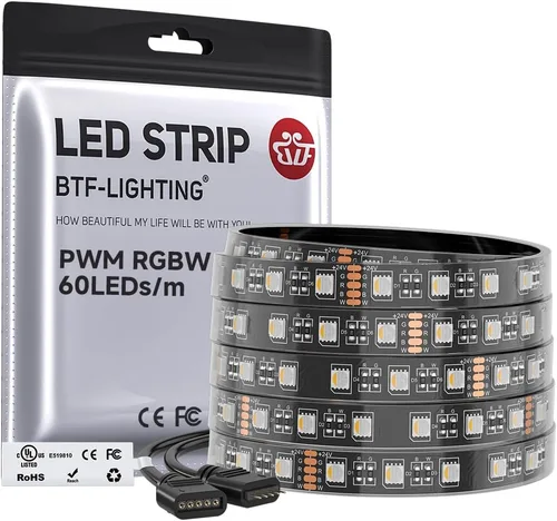 Vista 30 de BTF-LIGHTING RGBW LED Strip Cool White 16.4ft 60LED DC12V UL Listed IP30 RGB+blanco frío
