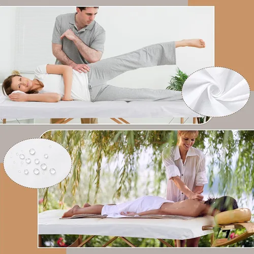 Vista 6 de VitalCozy 100 sábanas desechables ajustables para mesa de masaje de 39 x 83 pulgadas, gigantes, resistentes, elásticas, desechables, sábanas de cama