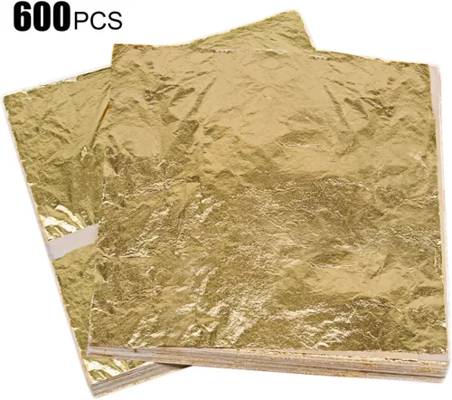Vista 3 de ZOENHOU 600 hojas doradas de 5.5 x 5.5 pulgadas para artes de resina, hojas de papel de hoja dorada para hacer joyas, arte de uñas, pintura dorada