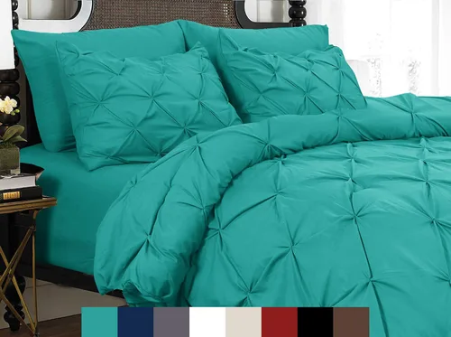 Vista 14 de Elegant Comfort Juego de funda de edredón de microfibra ultrasuave con cierre de botón plisado, 3 piezas, resistente a las arrugas, decoración