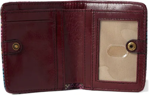 Vista 3 de HOBO Max Mini billetera plegable para mujer, construcción de cuero con cierre a presión, hermosa y funcional cartera para mujer, Mosaico Serpiente