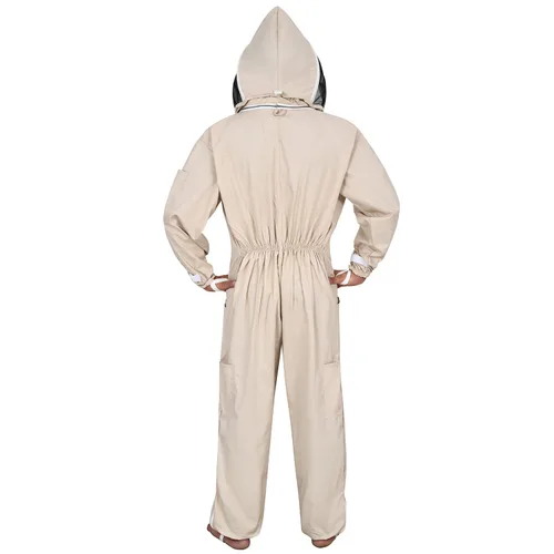 Vista 3 de Suit-111 Traje de apicultura profesional con protección total, velo de esgrima de seguridad de algodón transpirable (grande, caqui)