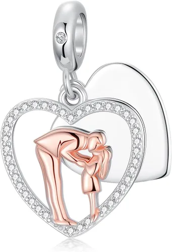 Vista 95 de PROESS Dije para padre, madre e hija, pulsera de plata de ley para pulseras, regalos de cumpleaños, día de San Valentín, para hija, madre, amante