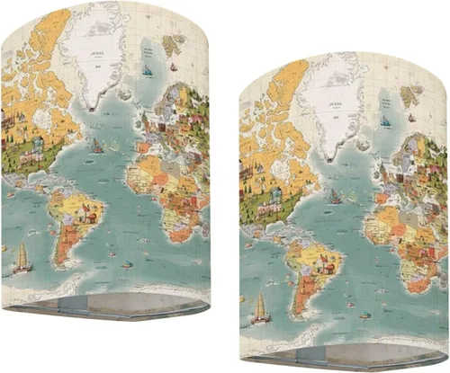 Vista 12 de Juego de dos apliques de pared con pilas, estilo retro, vintage, estilo años 70, líneas de póster, formas enchufables, accesorios de pared