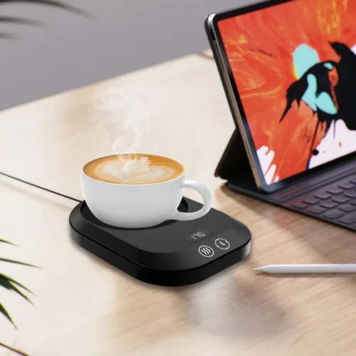 Vista 3 de Calentador de taza de café para escritorio, calentador eléctrico de taza de café con 3 ajustes de temperatura, calentador de café inteligente