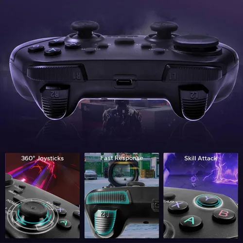 Vista 6 de arVin Game Controller for iPhone/iOS/Android/PC/Steam Deck with Phone Holder, Turbo, Wireless Gamepad Joystick for iPhone