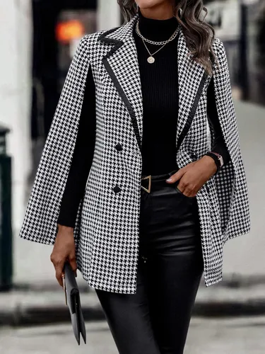 Vista 6 de WDIRARA Chaqueta de manga dividida con frente abierto, elegante, para trabajo, para mujer