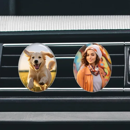 Vista 8 de Accesorios personalizados para ventilación de coche con foto y texto, clips personalizados para ventilación de aire para mujeres, hombres, niños