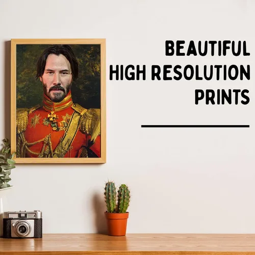 Vista 3 de Keanu Poster - Arte divertido de celebridades - Impresión en lienzo de pintura al óleo sintética - Arte divertido de cultura pop