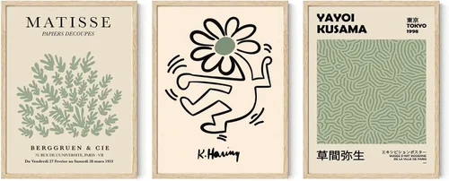 Vista 11 de Iknostine Juego de 6 impresiones artísticas de pared de artistas famosos Matisse abstractas de color verde, póster estético en lienzo con diseño