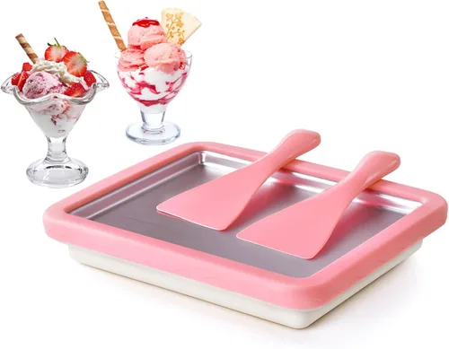 Vista 8 de ROEDEER Máquina de helados enrollados, placa para hacer rollos de helado con 2 espátulas, máquinas de helado enrolladas instantáneamente