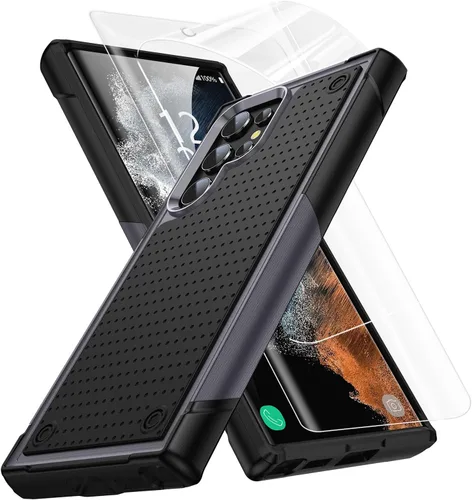 Vista 127 de Jeylly Funda para Samsung Galaxy S10 Plus S10+, ajuste delgado, doble capa, resistente, absorción de golpes, TPU con carcasa trasera de Negro