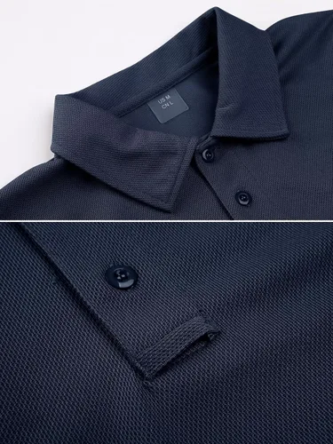 Vista 3 de MAGCOMSEN Camisas polo para hombre, 3 botones, secado rápido, manga larga, tácticas, camisa de golf
