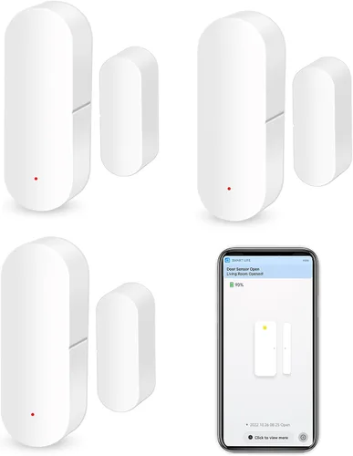 Vista 9 de Sensor WiFi para puerta y ventana: sensor de contacto inalámbrico con alertas de notificación de aplicaciones gratuitas, sensor de puerta