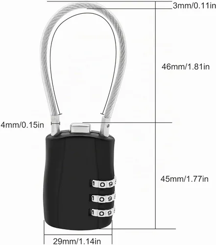 Vista 2 de MEIRIYFA Candado de combinación de 3 dígitos con contraseña para exteriores, impermeable, bloqueo de alambre para Scool Gimnasio, taquillas, puerta